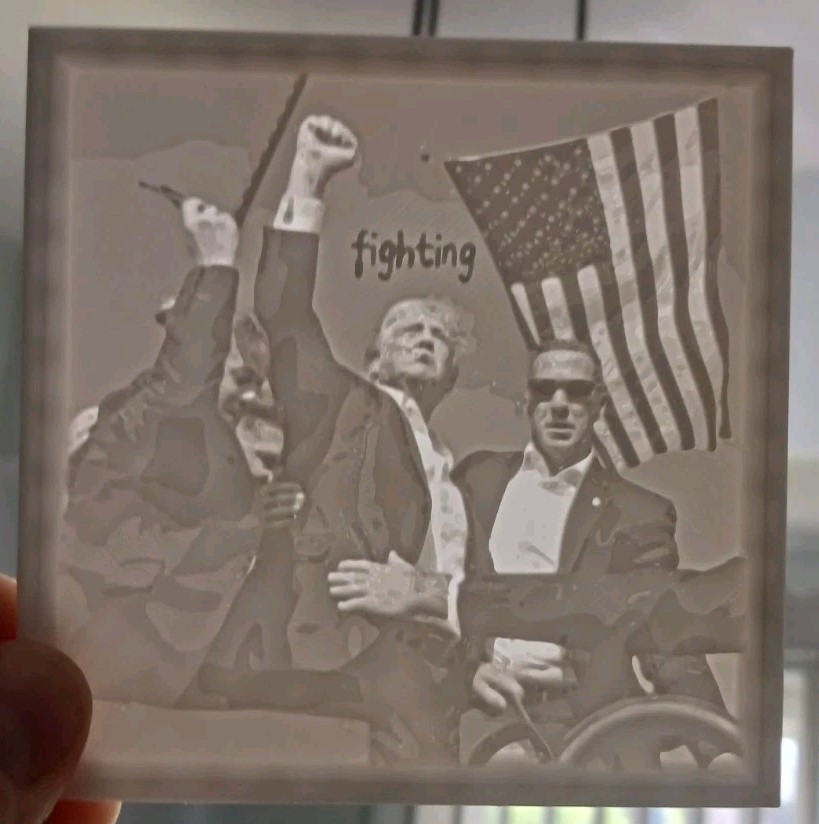 Pres Trump Lithophane Fight! – From 7/13/24 -3D Printed -Brand New Ready To Ship