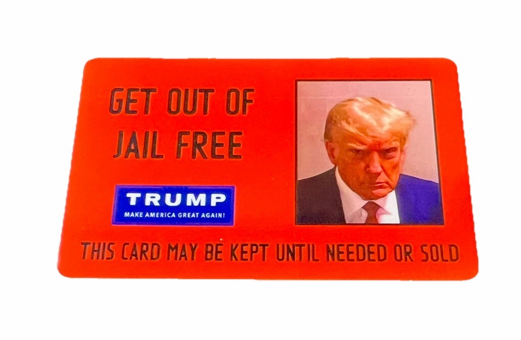 Donald Trump GET OUT OF JAIL FREE ID Card Plastic ID Fulton Mugshot Surrender