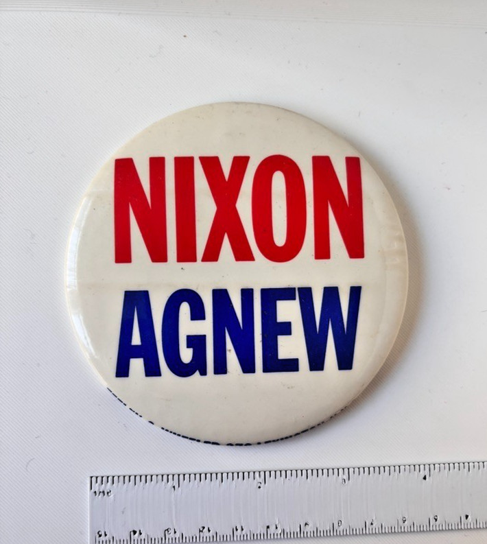 1968 Richard Nixon Spiro Agnew Republican President Large 4.5″ Campaign Button