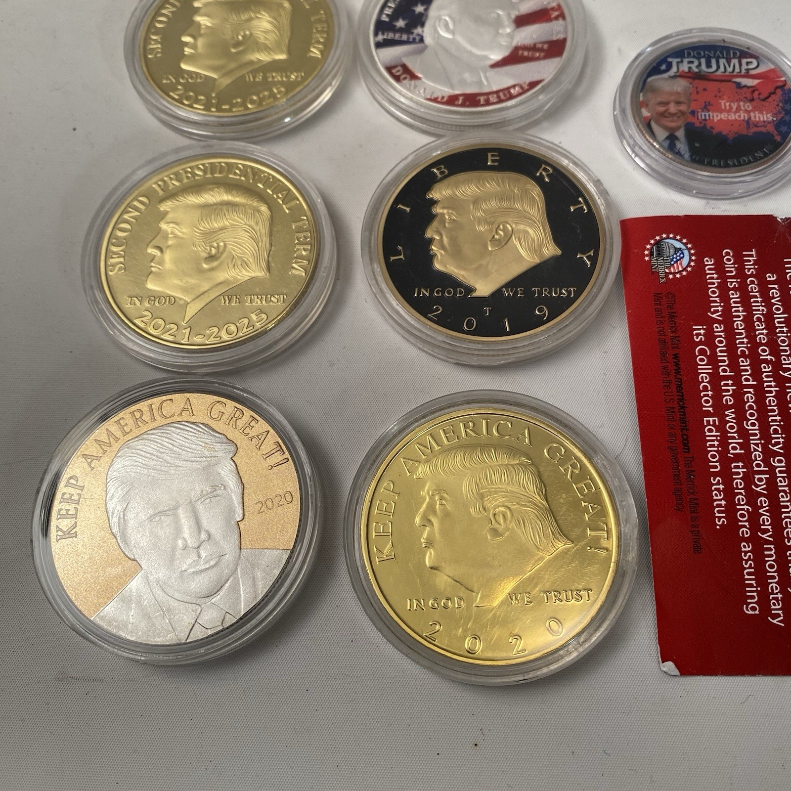 Donald Trump lot of 7 challenge coin commemorative Presidential seal Metal MAGA