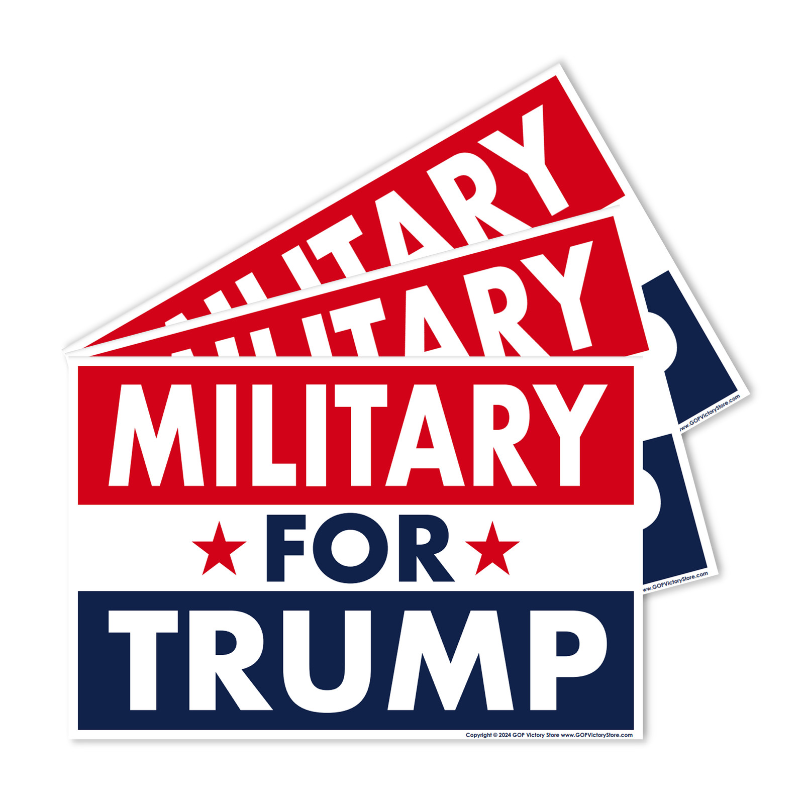(3-Pack) Donald Trump 2024 Yard Sign Military For Trump 18″ x 12″ Metal H-Stakes