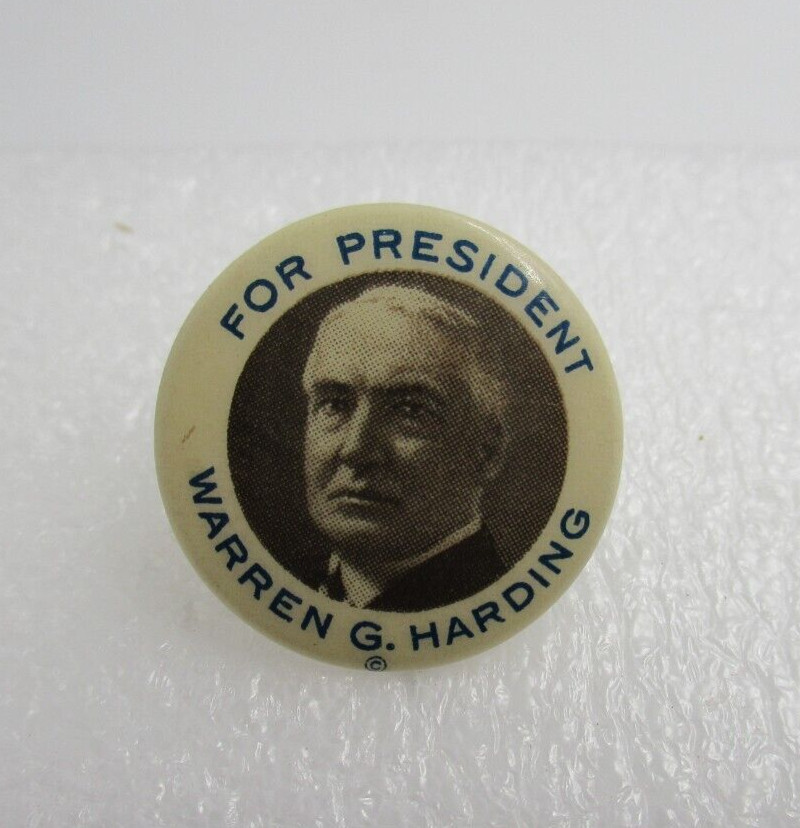 Warren G Harding for President 1920 Whitehead Hoag Campaign Celluloid Pin