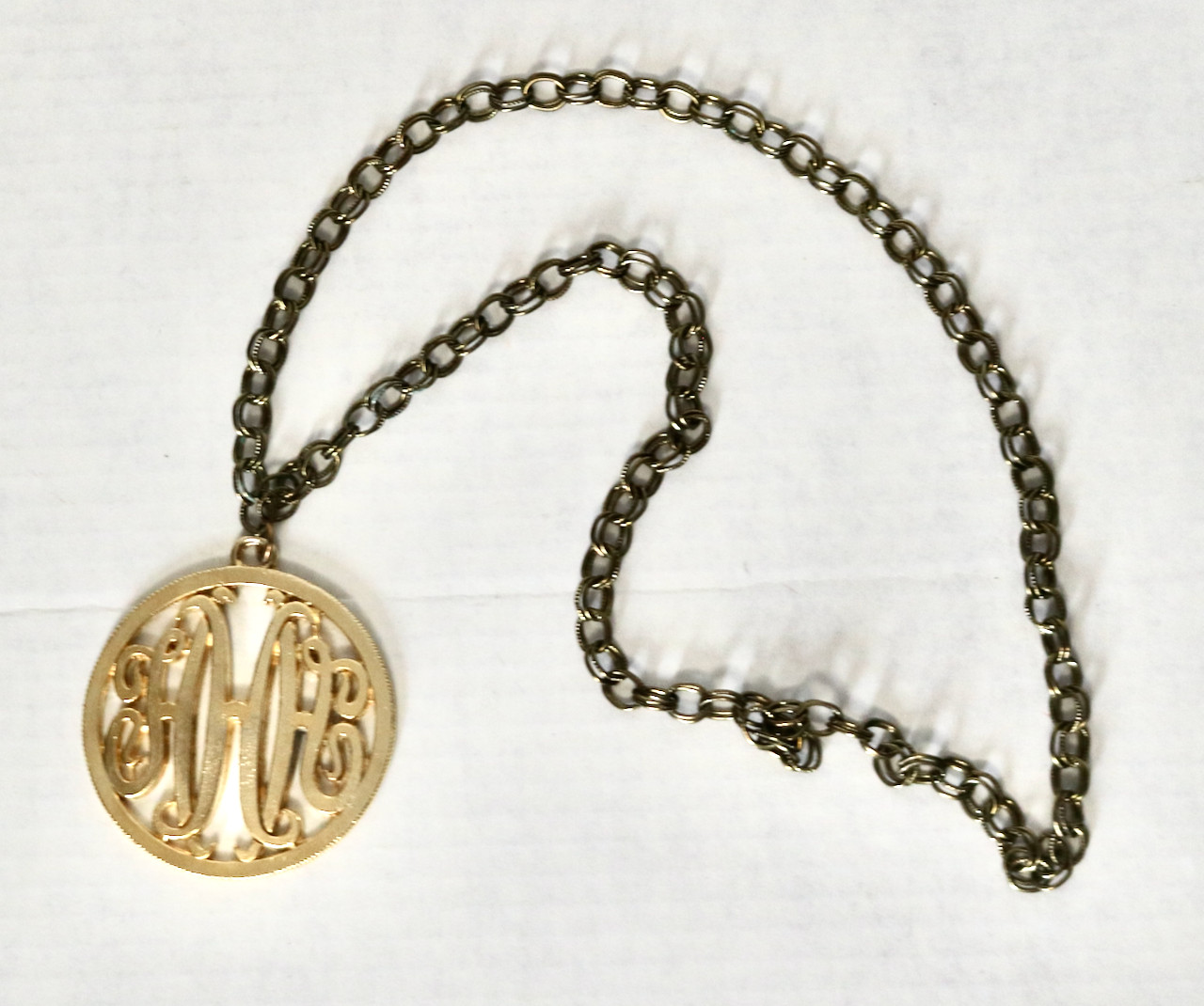 Hubert Humphrey 1960s presidential campaign monogram pendant necklace
