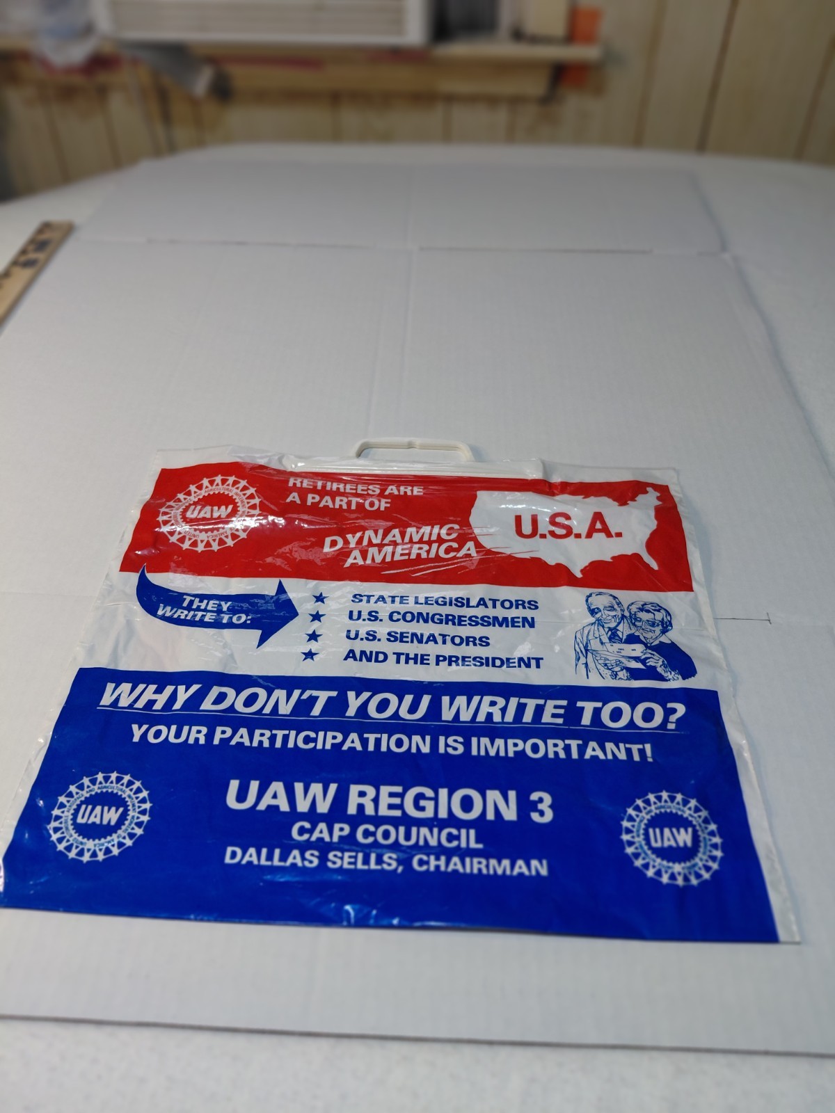Jimmy Carter Plastic Shopping Bag UAW Region 3 Good Shape Good Colors