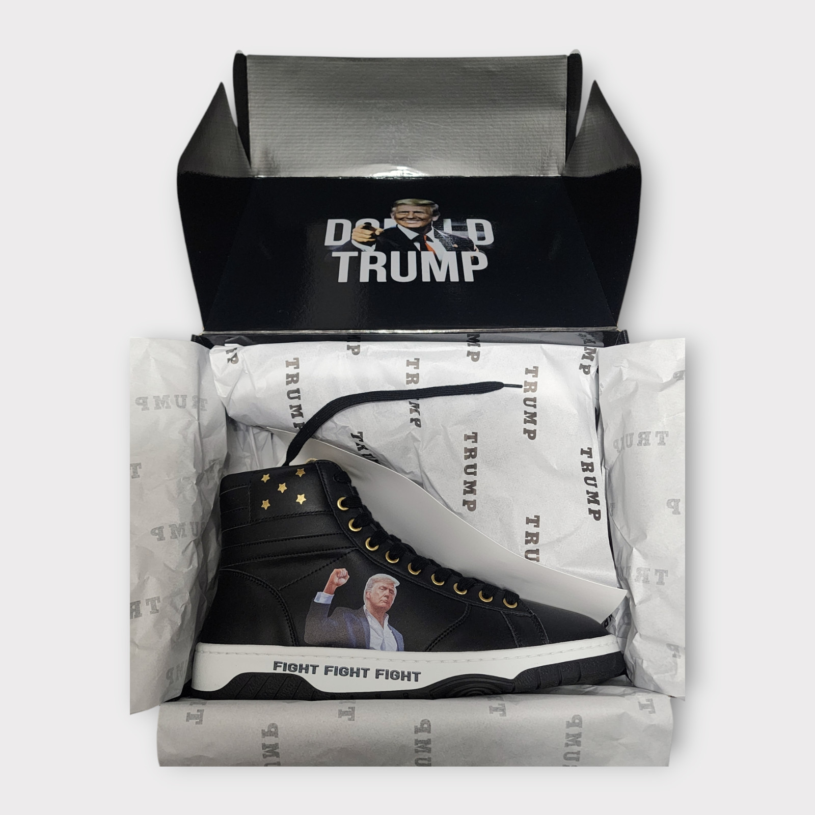 TRUMP Fight High Tops Black & Gold Authentic NEW Size 12 Men’s Limited 1637/4700