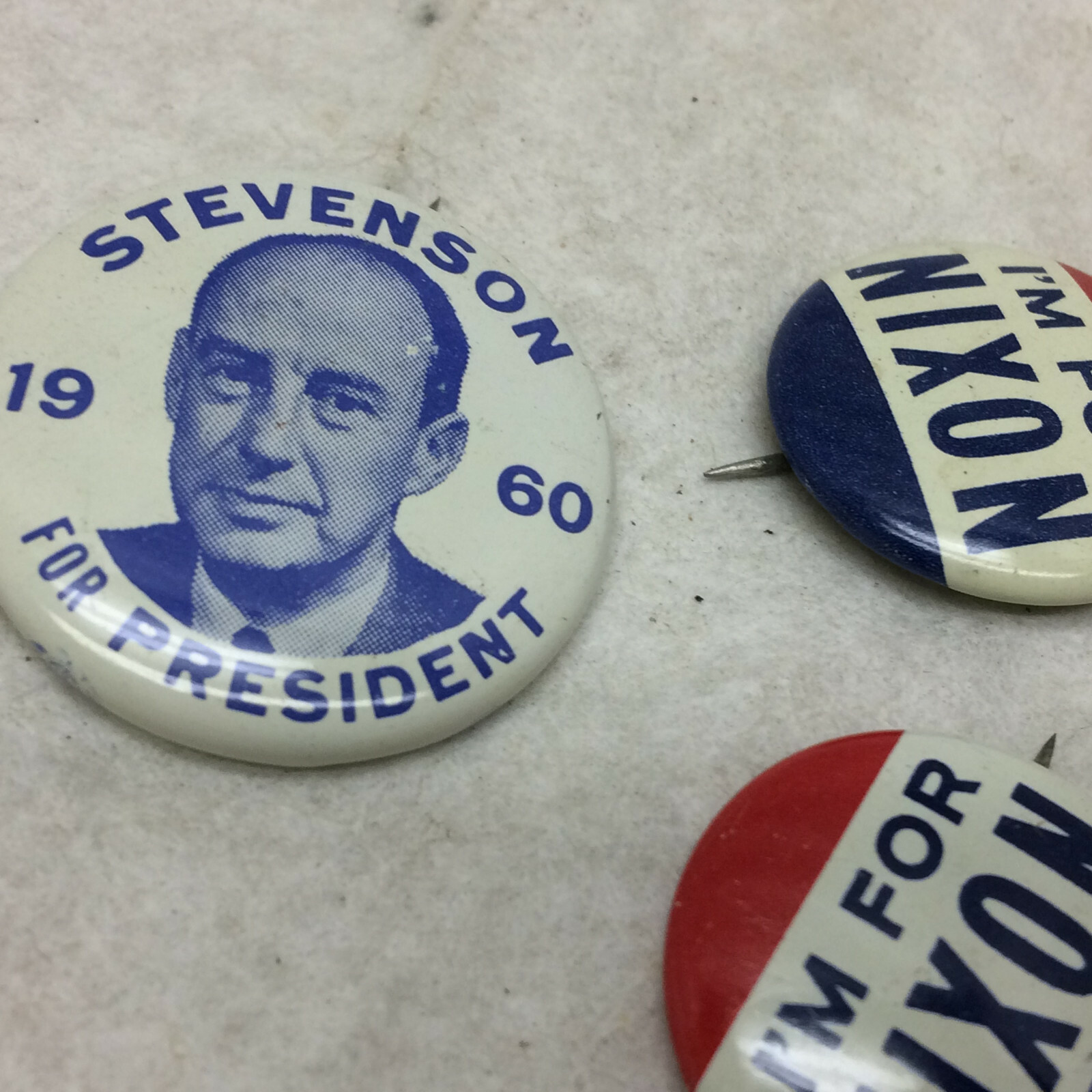6 Vintage Political Pin Back Buttons Nixon Kennedy Goldwater Stevenson