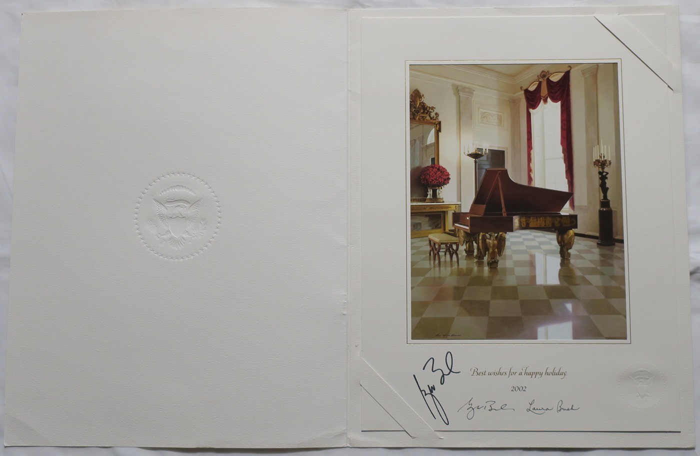 George W. Bush Signed Autographed 2002 Presidential Holiday Card JSA #Z97023