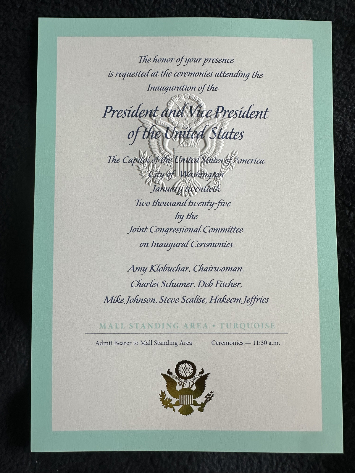 Donald Trump 2025 Official Numbered Inauguration Ticket, NEW