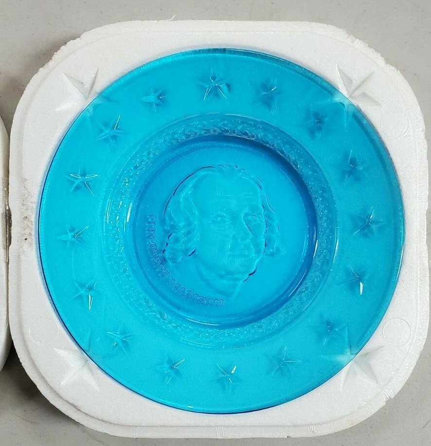 Wheaton Nuline Millville New Jersey Presidential Plate James Madison Blue Glass