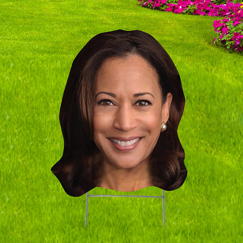 KAMALA HARRIS BIG HEAD Plastic OUTDOOR YARD SIGN Standee Standup Walz 2024
