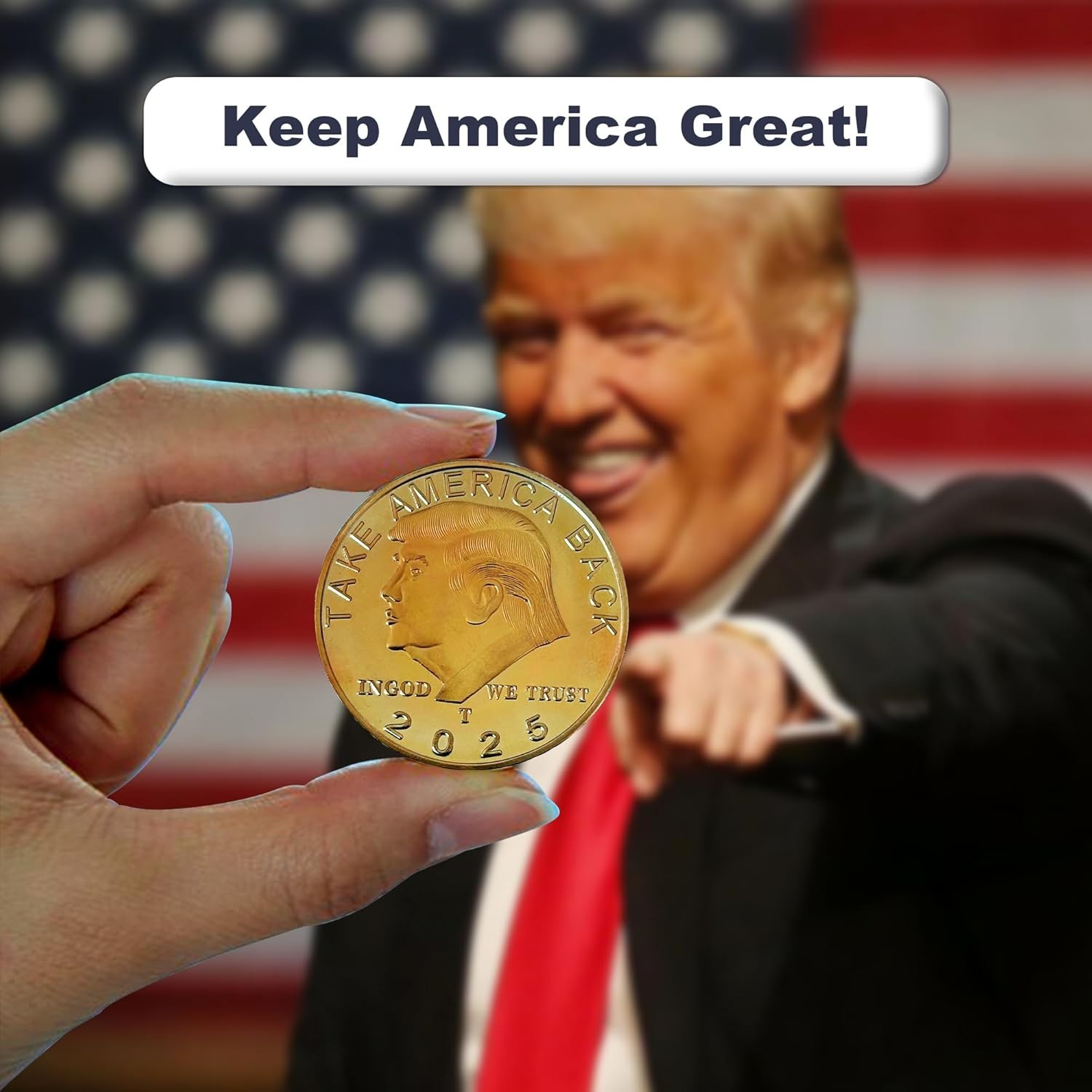 9Pcs 2025 President Donald Trump Commemorative Coin Take America Back Metal Coin