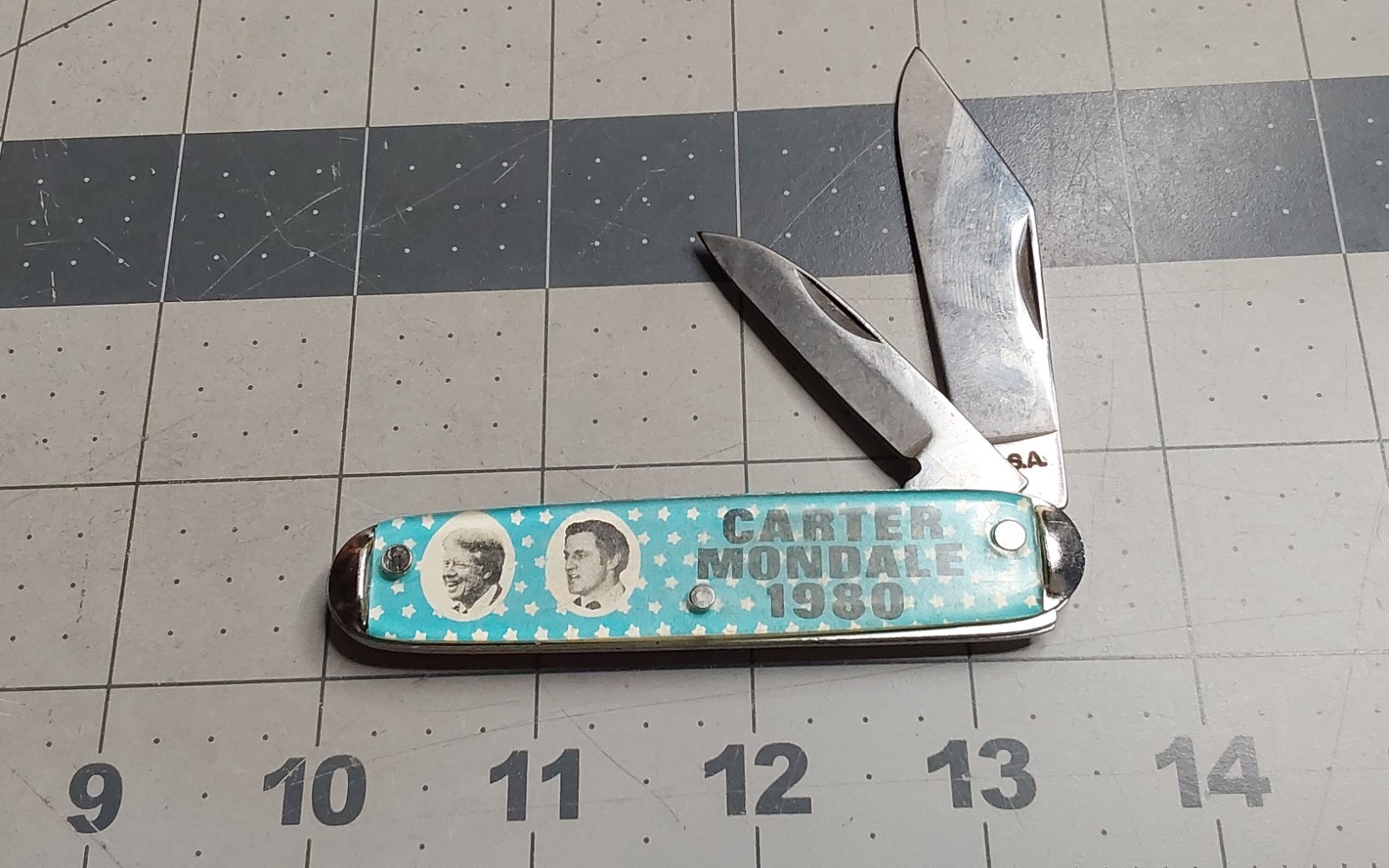 1980 Carter Mondale Presidential Campaign Folding 2 Blade Pocket Knife USA