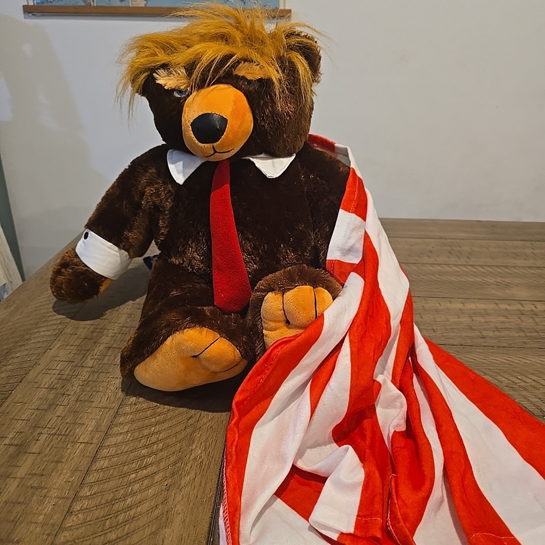 Trumpy Bear Deluxe Plush w/American Flag Cape Teddy Donald Trump President 22”