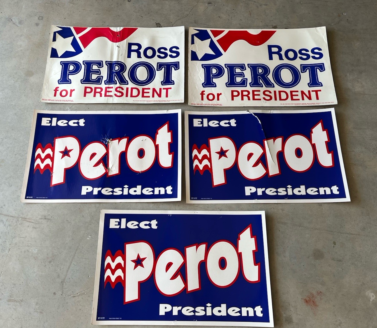 Vintage Ross Perot For President Campaign Yard Signs 14” H X 22” W Lot Of 5 RARE