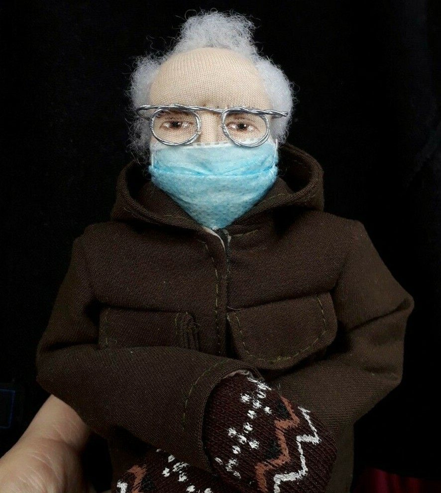 Bernie Sanders Inauguration Doll, Bernie Sanders Meme, cold Bernie with mittens