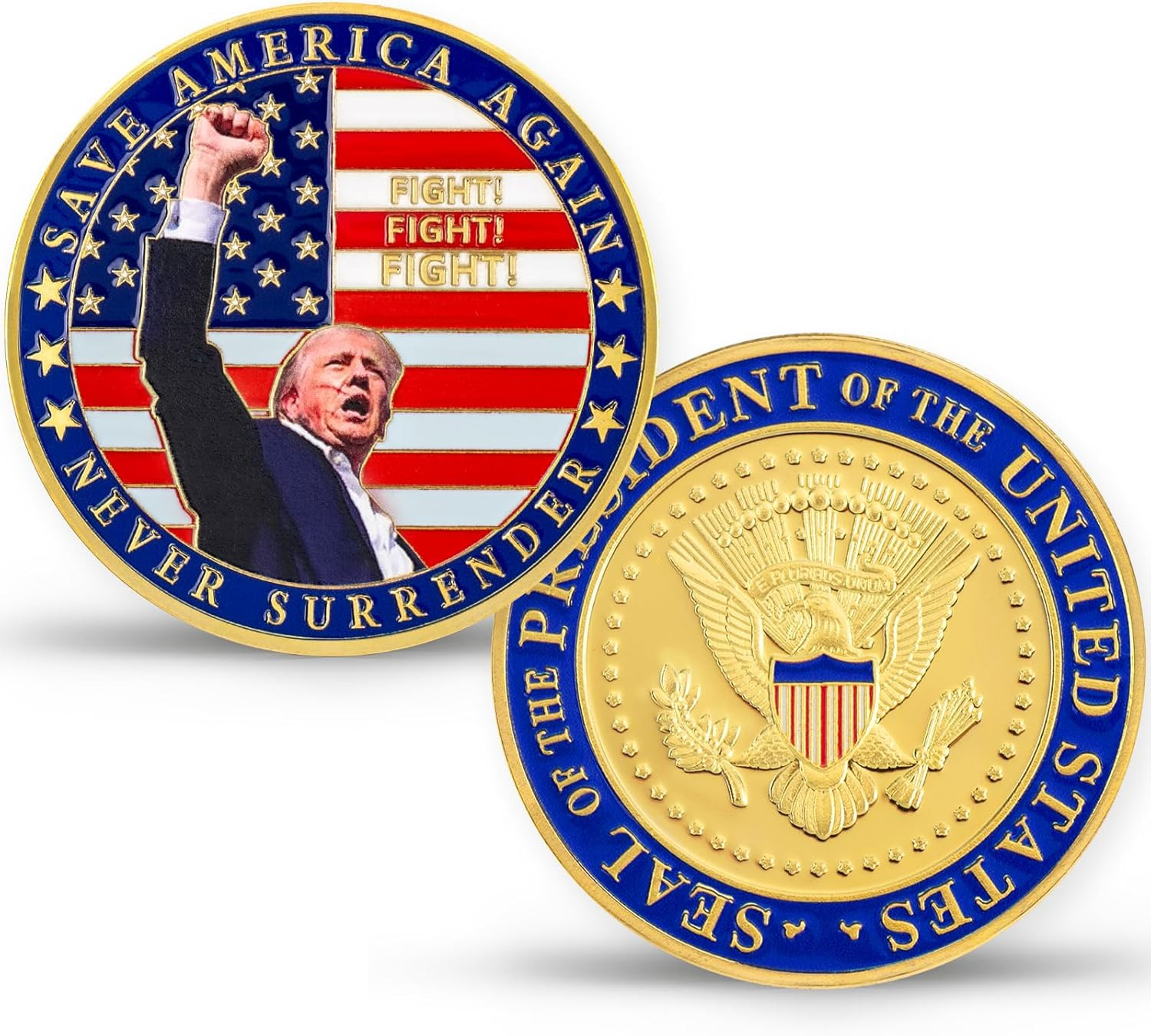 Donald Trump Challenge Coin, President Donald Trump Coin 2024 Collection, Never