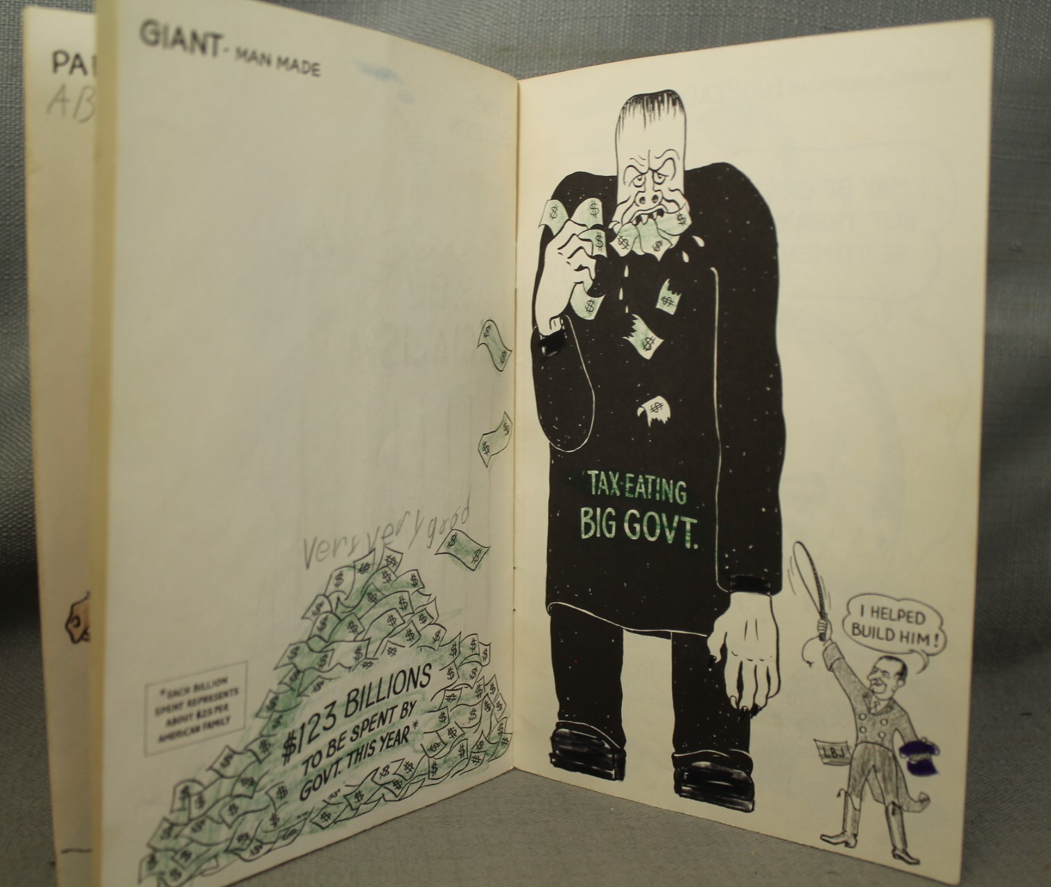 Vintage 1960s Political coloring book/booklet US president LBJ Tattooed Man