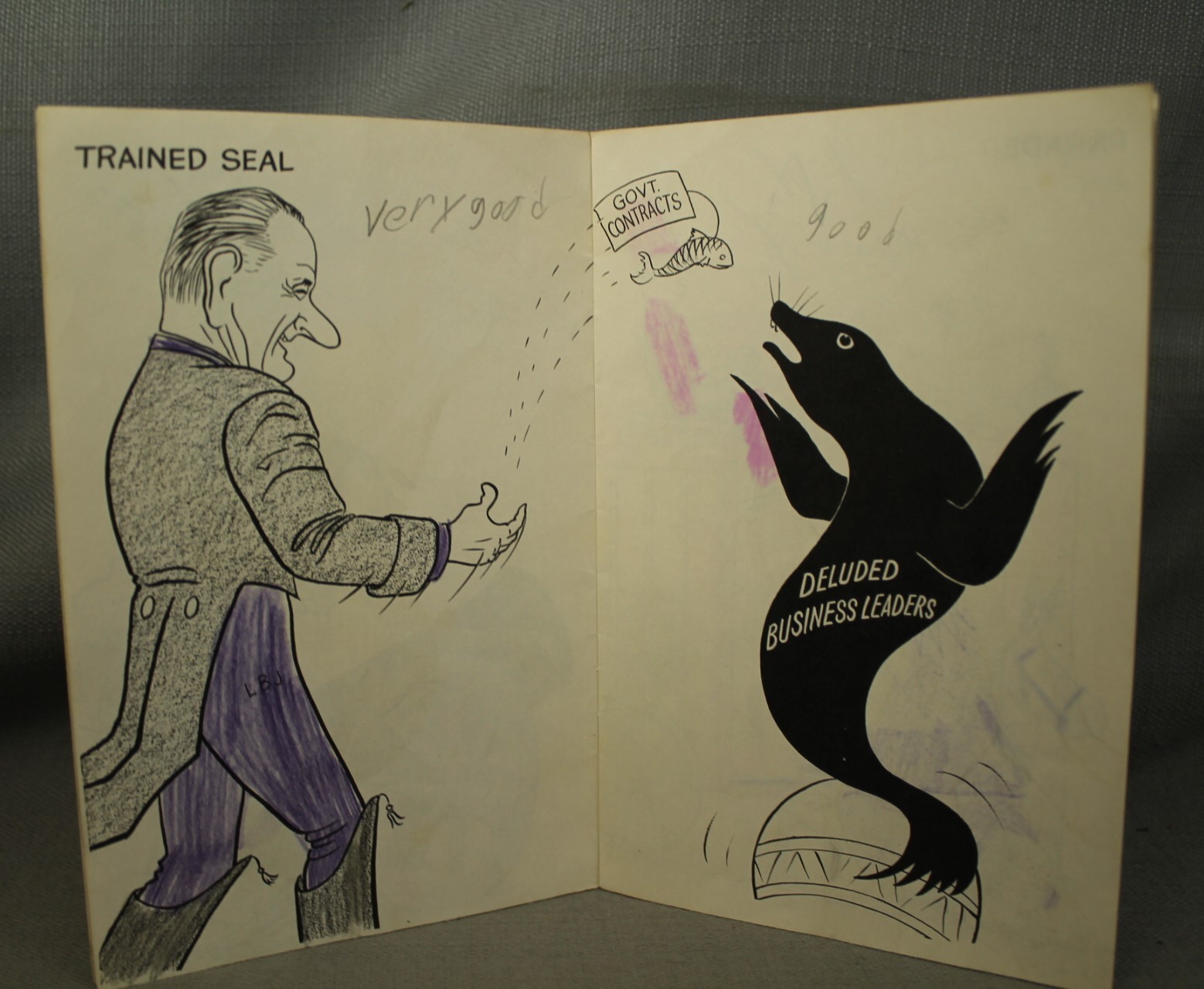 Vintage 1960s Political coloring book/booklet US president LBJ Tattooed Man