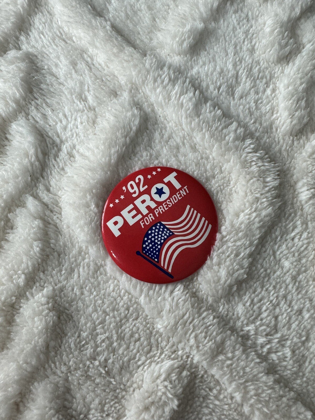 1992 Metal Litho 2” Pinback Campaign Pin Badge Perot For President Red