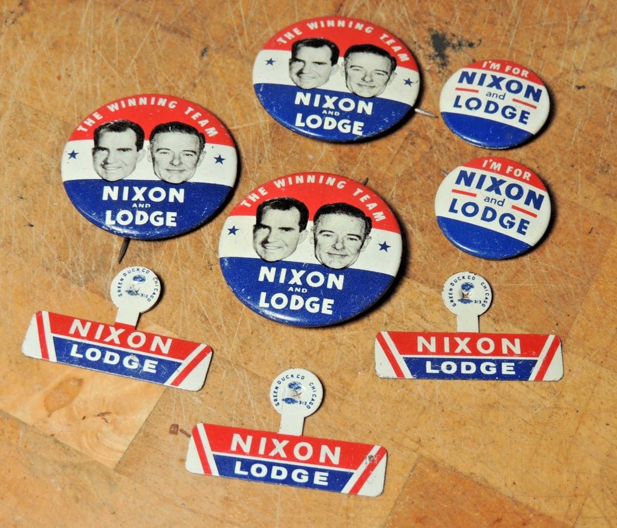 Lot of 8 Nixon Lodge Campaign Buttons Pinbacks Authentic 1960