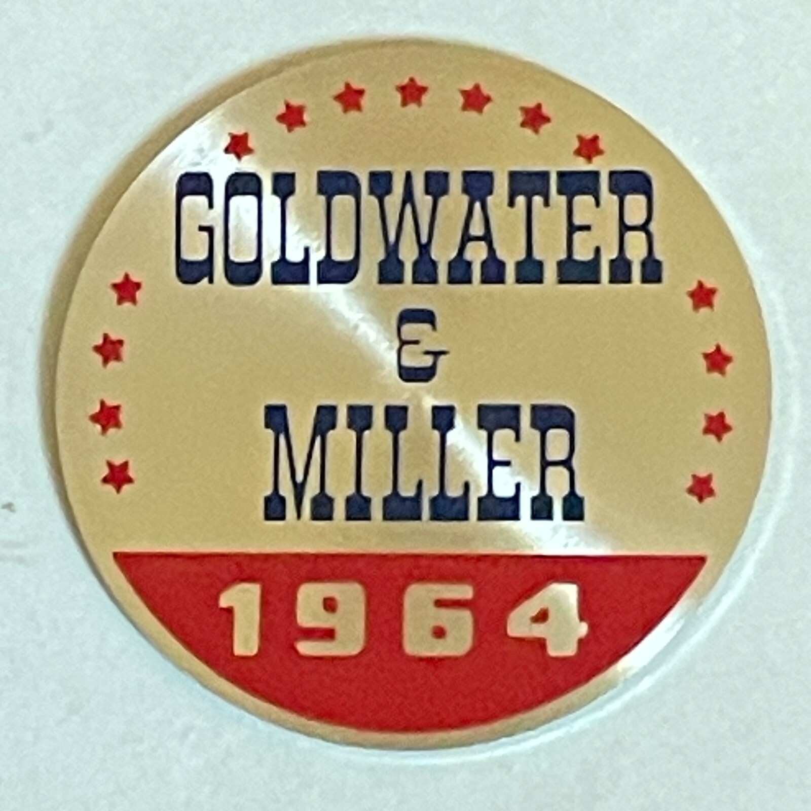 Vintage Pin Button ’64 Barry Goldwater & Miller Politics Badge Candidate Pinback
