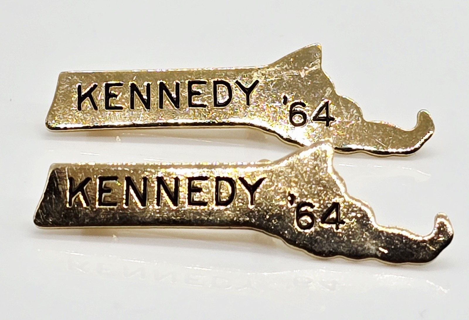 Pair 64 Ted Kennedy Massachusetts Campaign Tiebar Tie Bar Clip Senate RFK JFK