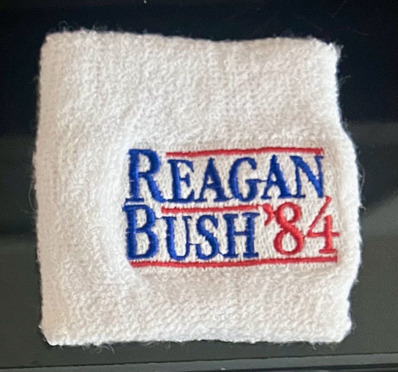 Original Vintage REAGAN BUSH ’84 Embroidered Campaign Wristband.