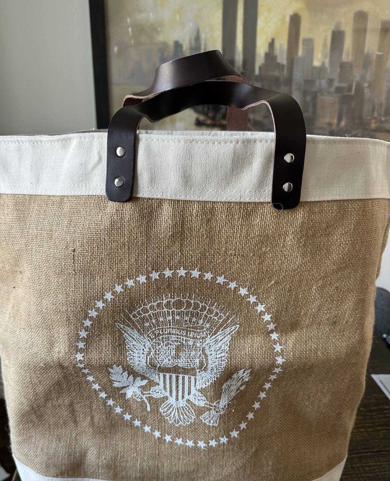 Unique White House Presidential Seal Canvas and Burlap Bag – New