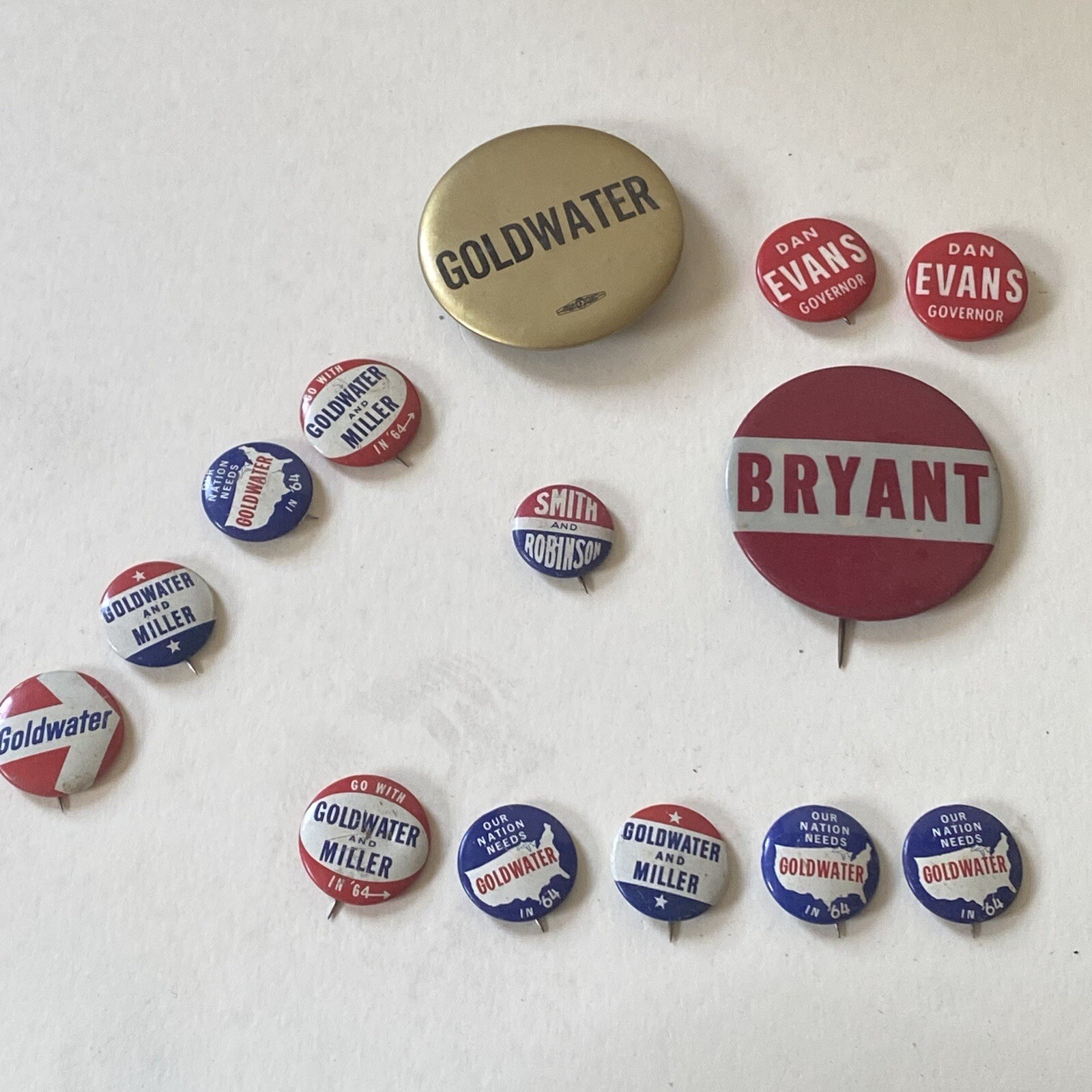 1960’s Presidential Campaign Political Pin Buttons Goldwater Etc Vintage