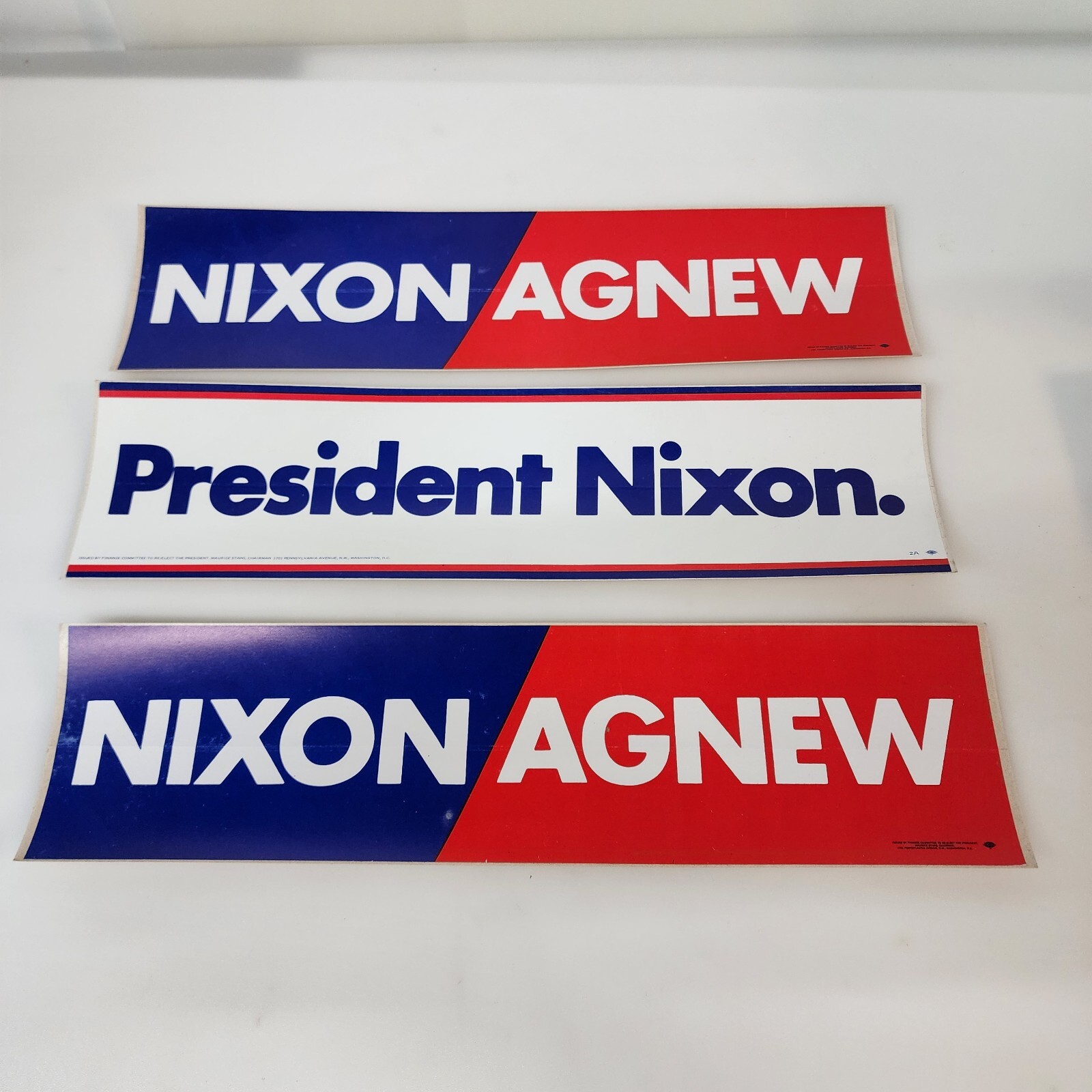 Richard Nixon for President Political Bumper Sticker Lot Nixon Agnew Lot Of 3!