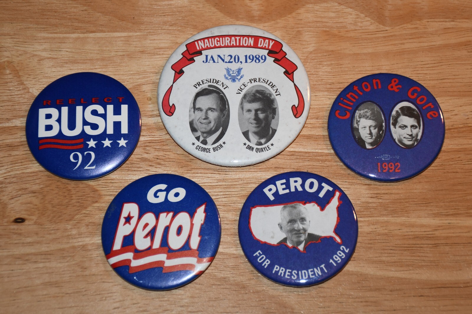 Clinton Bush Perot 1992 Presidential Campaign Original Pin Pinback Button Set