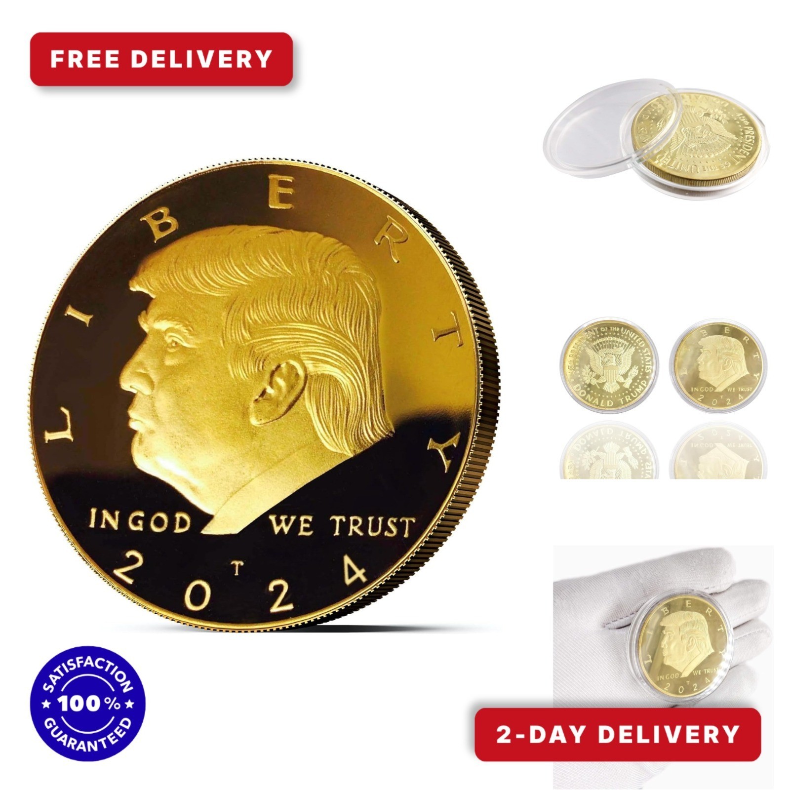 2024 Donald Trump Collectible Gold-Plated Coin with Case