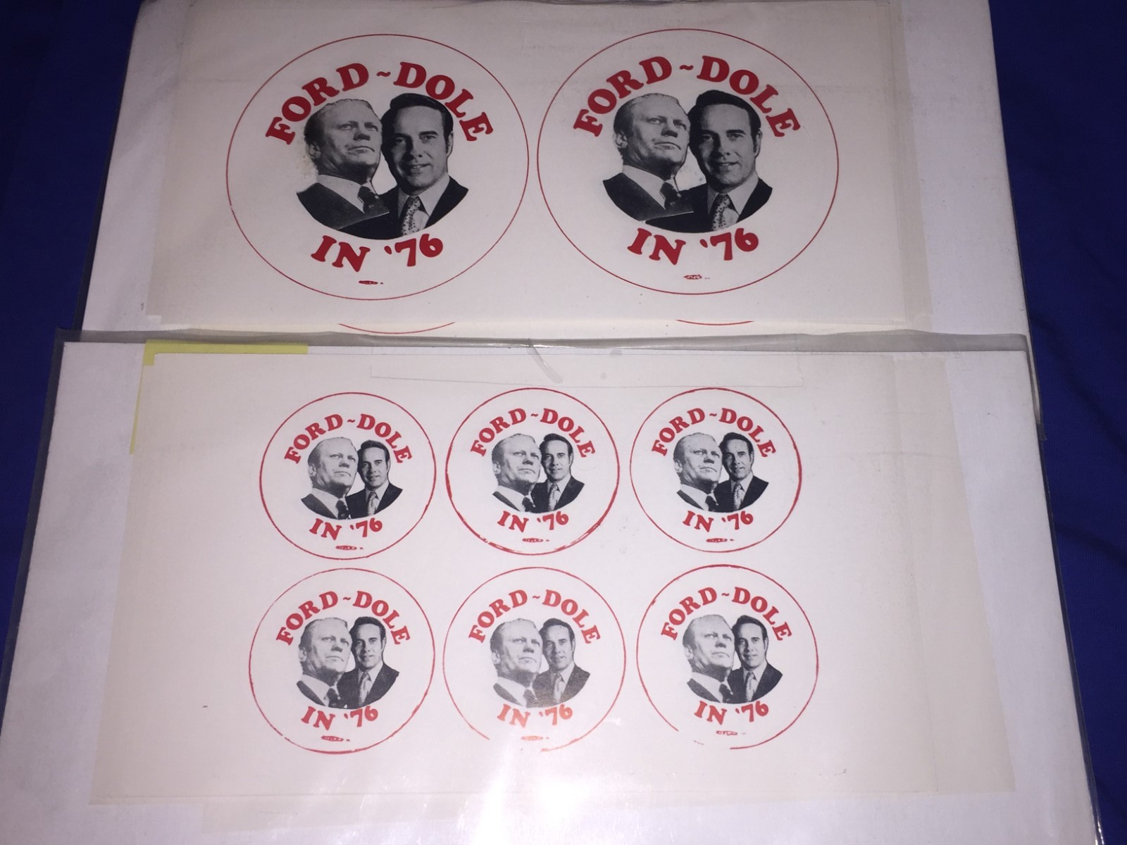 1976 Gerald Ford-Dole Campaign Button Manufacturing Paper Sheet NOS Vtg Lot 51pc