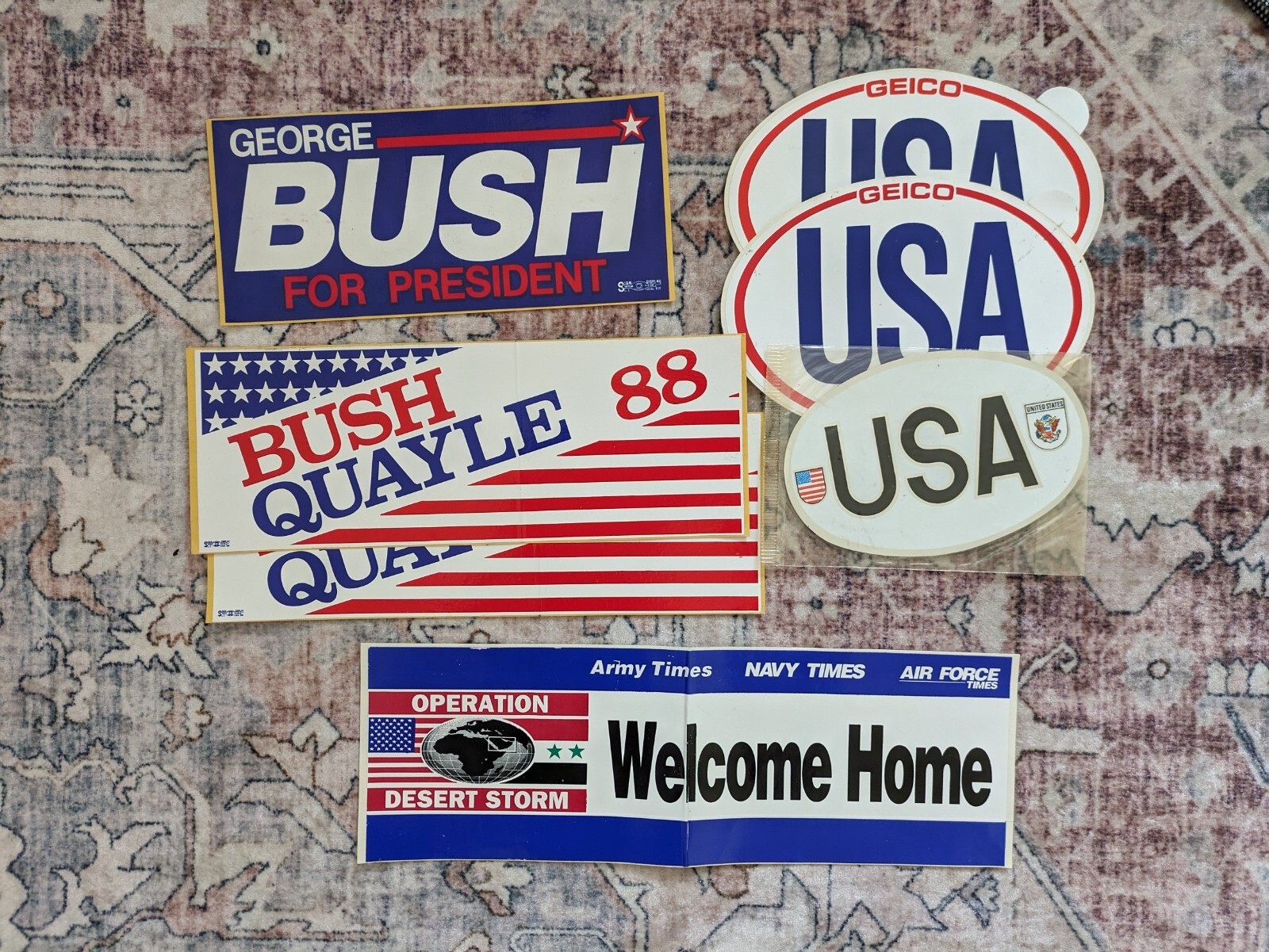 LOT Vintage 80s USA Bush Quayle Vinyl Stickers