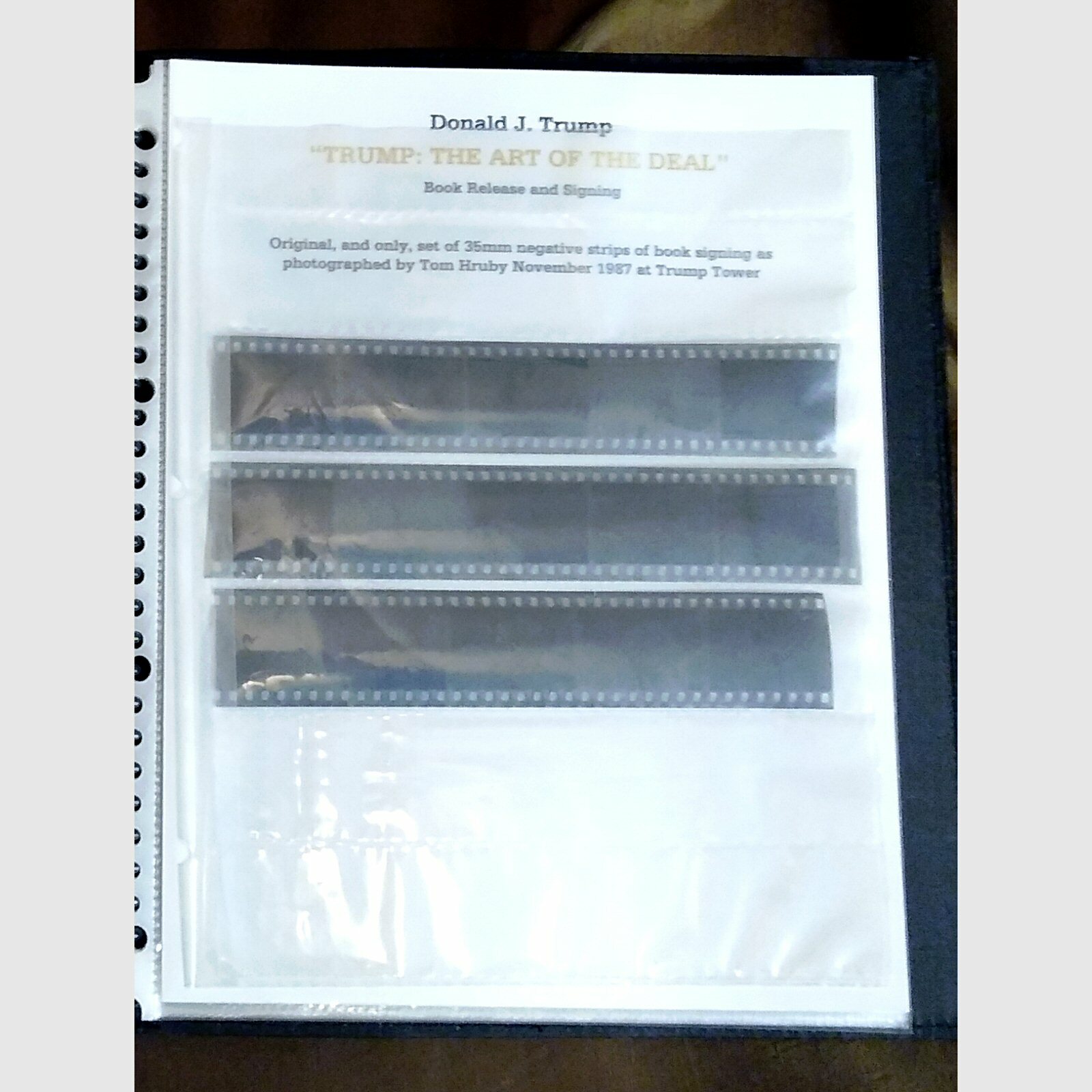Donald Trump Art of the Deal release Nov 1987 35mm negatives all rights to buyer