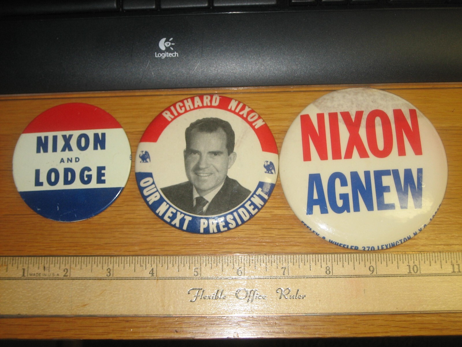 Lot of 3 Richard Nixon Lodge and Nixon Agnew campaign pin button political