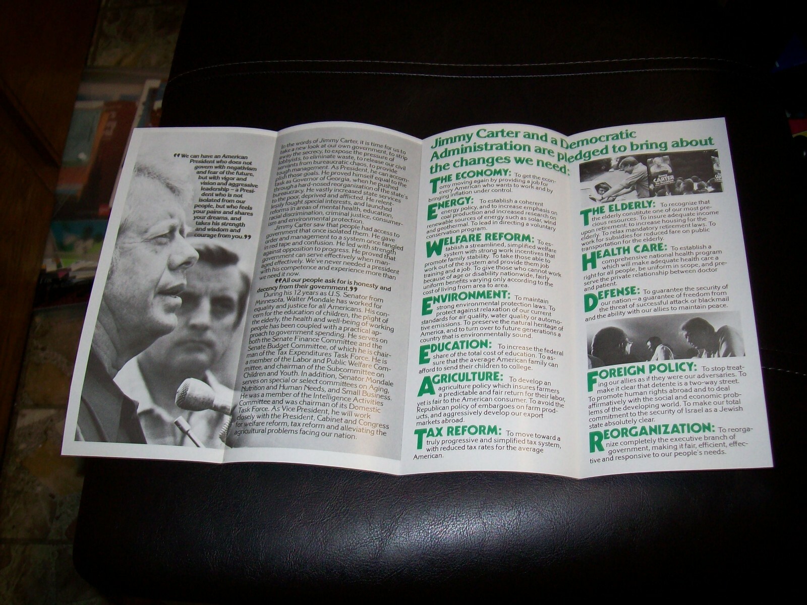 Jimmy Carter & Walter Mondale Leaders For A Change Flyer Historic Presidential!