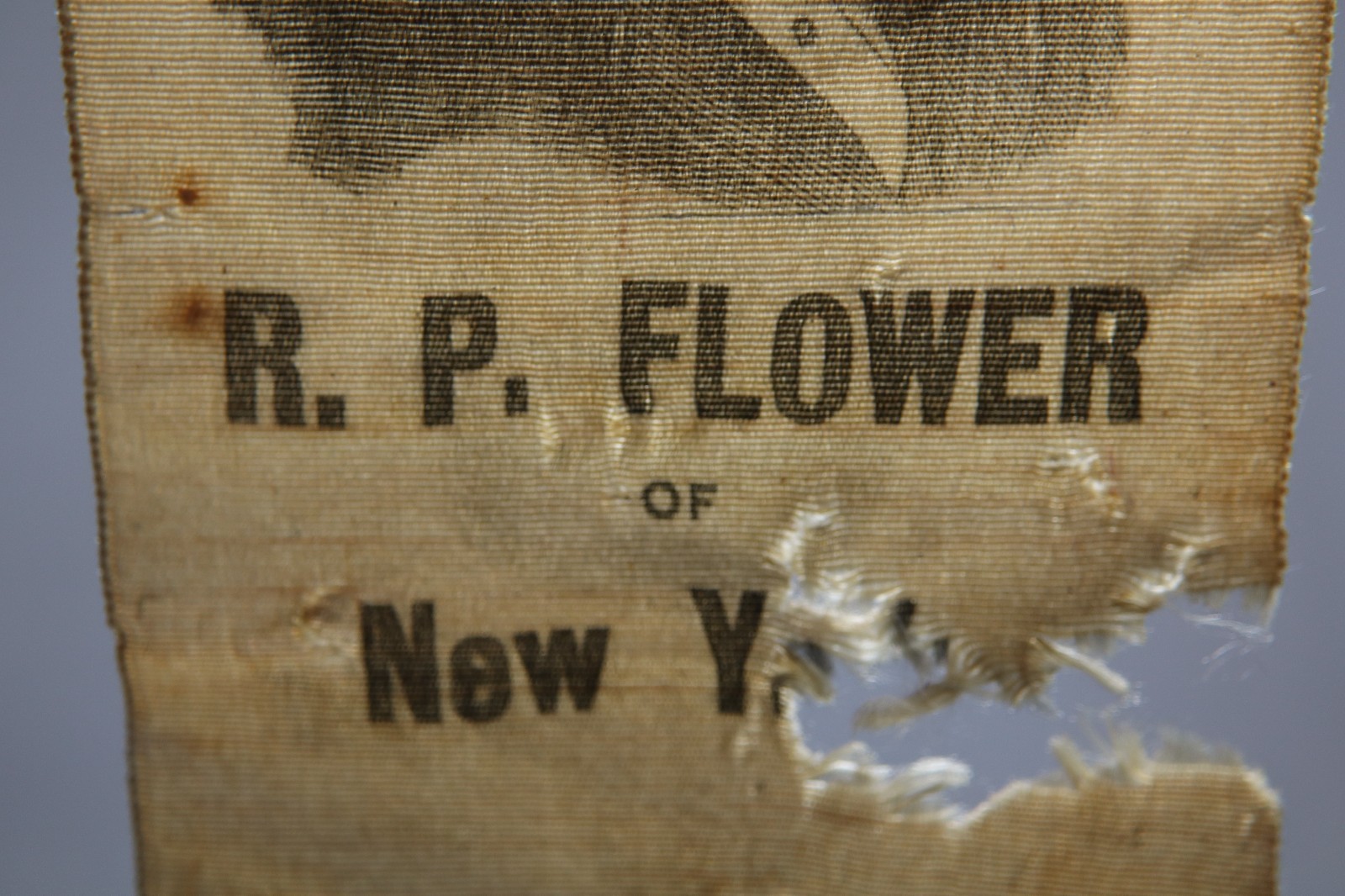 1884 R. P. Flower Campaign Ribbon – For President – New York Political USA Dem
