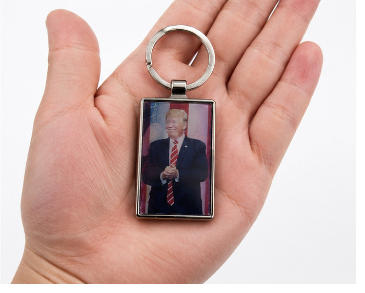 3 – 3D Trump Patriotic Metal Keychain Double-Sided USA Flag Collectible Key Ring