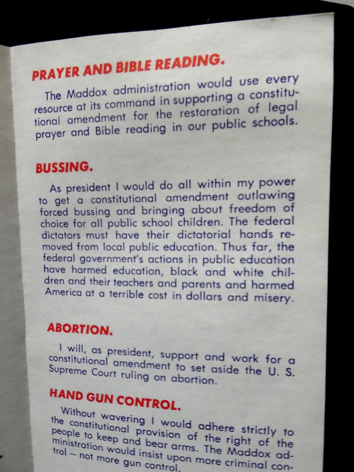 1976 Lester Maddox For President Brochure Cards Georgia Governor segregationist