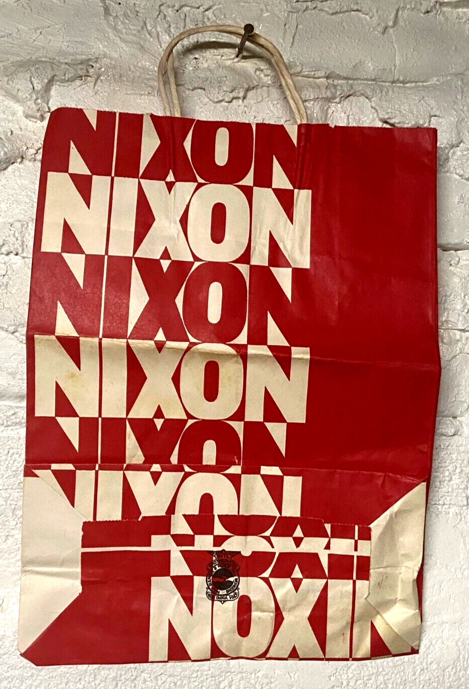 *RARE* 1968 Richard Nixon Pres Campaign Paper Shopping Bag 11 x 16″ Union Made