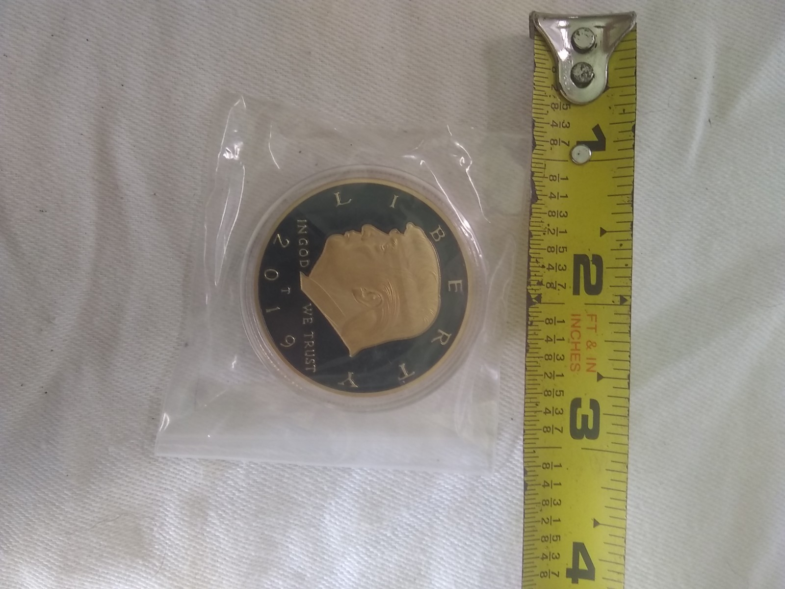 TWO Donald Trump Liberty 2019 Gold/Blue Coin. In God We Trust. Seal of Us
