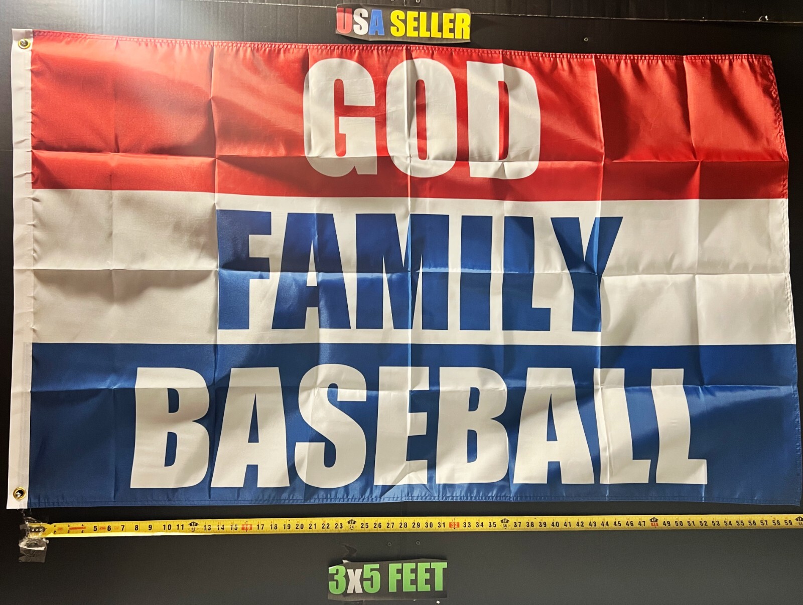 Baseball Flag FREE SHIPPING Sports God Family Man Cave Beer America USA Sign 3×5