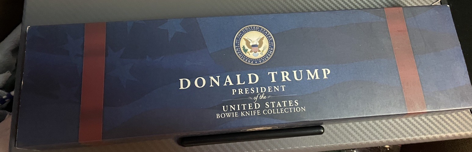 President Donald Trump “We Must Build The Wall” 12.7 inch Bowie Knife New in box