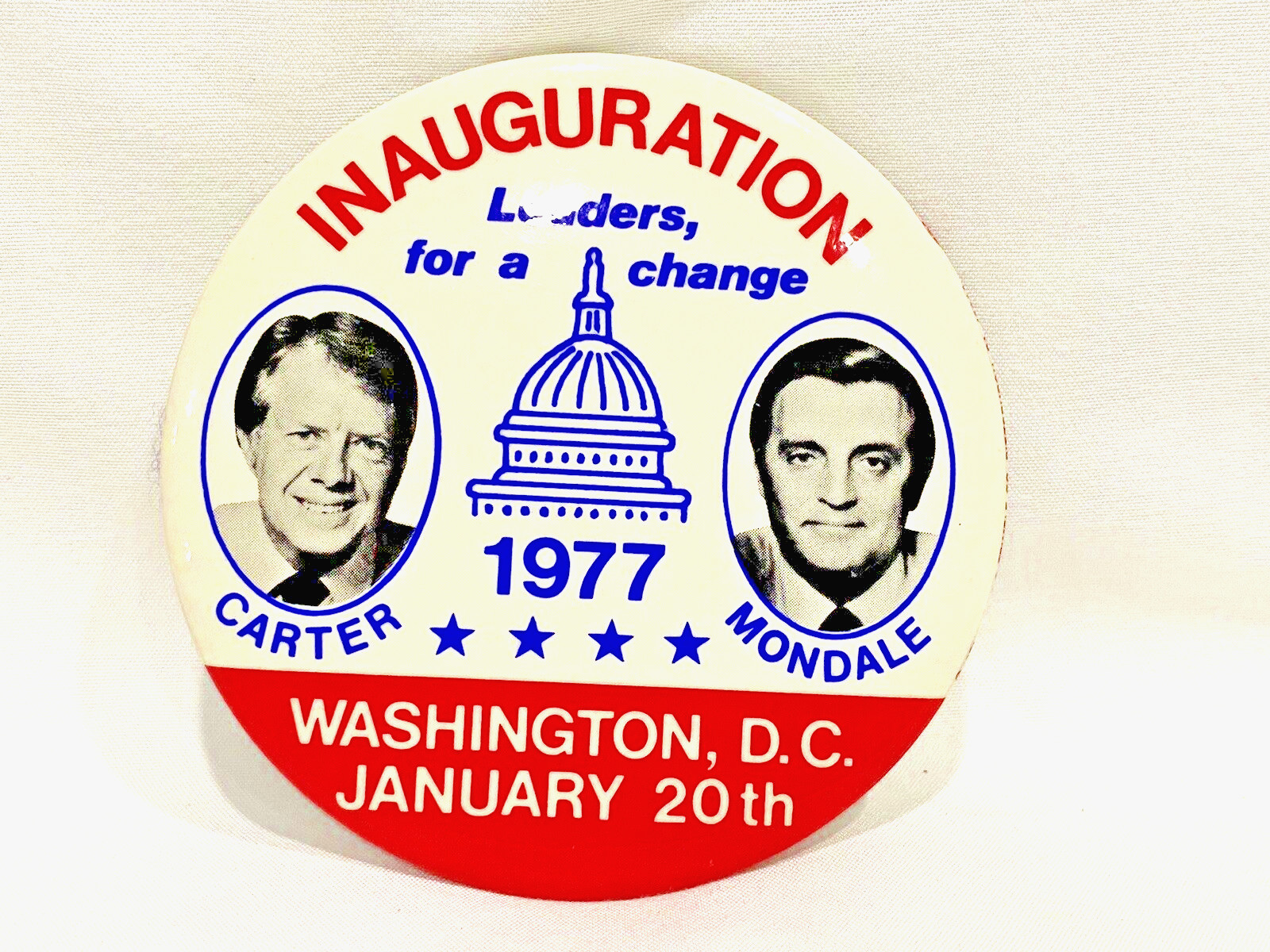 1977 Jimmy Carter – Walter Mondale Inauguration Day Campaign Pin Button 3.5″