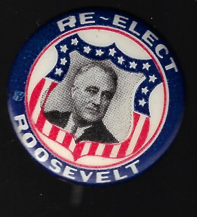 Likely 1936 Tough Franklin Roosevelt Presidential Re-election Pin Graphic Design