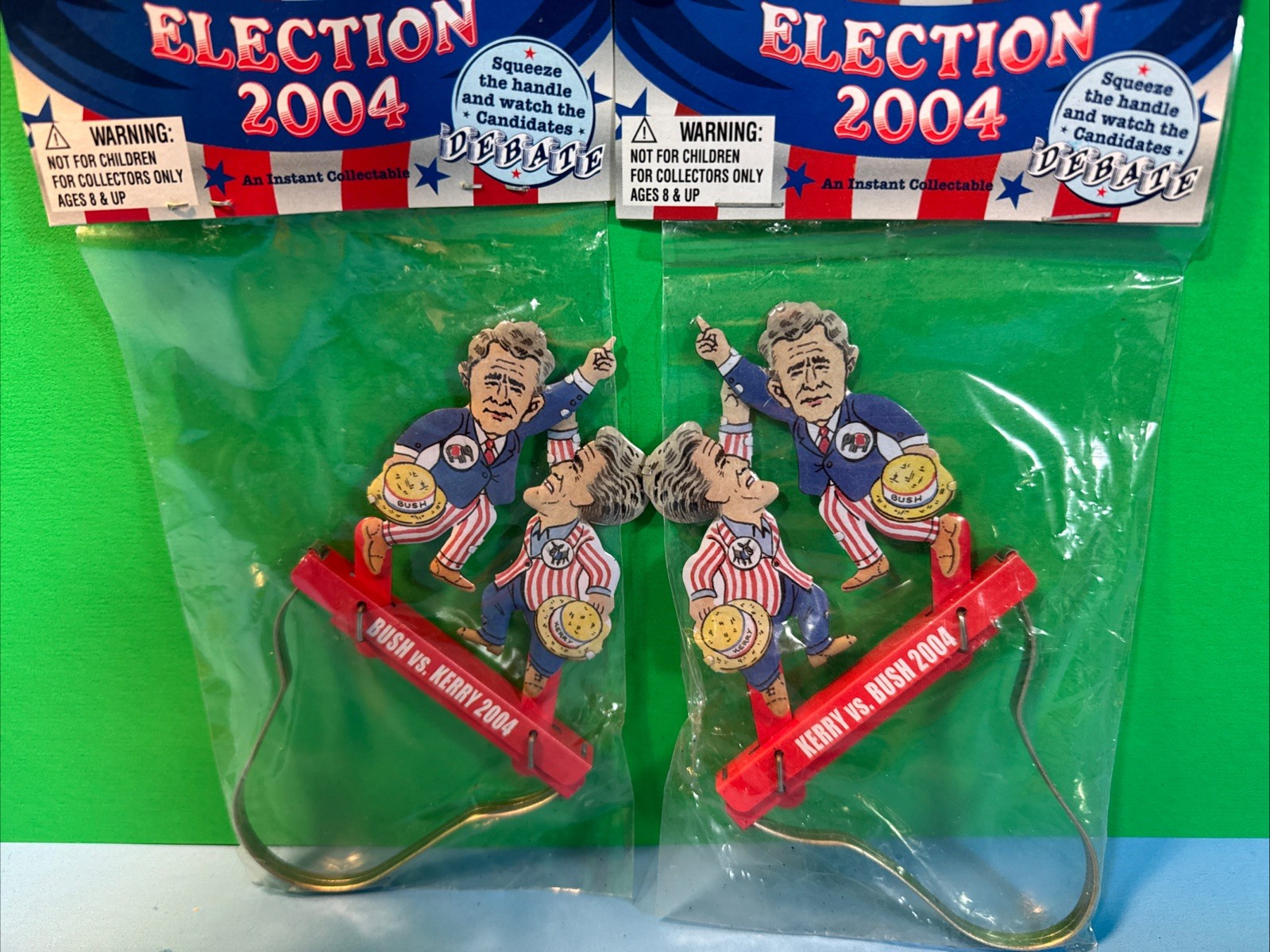 2 Schylling TIN TOY George W. Bush vs Kerry 2004 Presidential Debate vintage