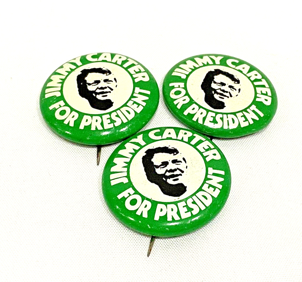 Lot of 3 Jimmy Carter for President 1″ Political Campaign Buttons Pins