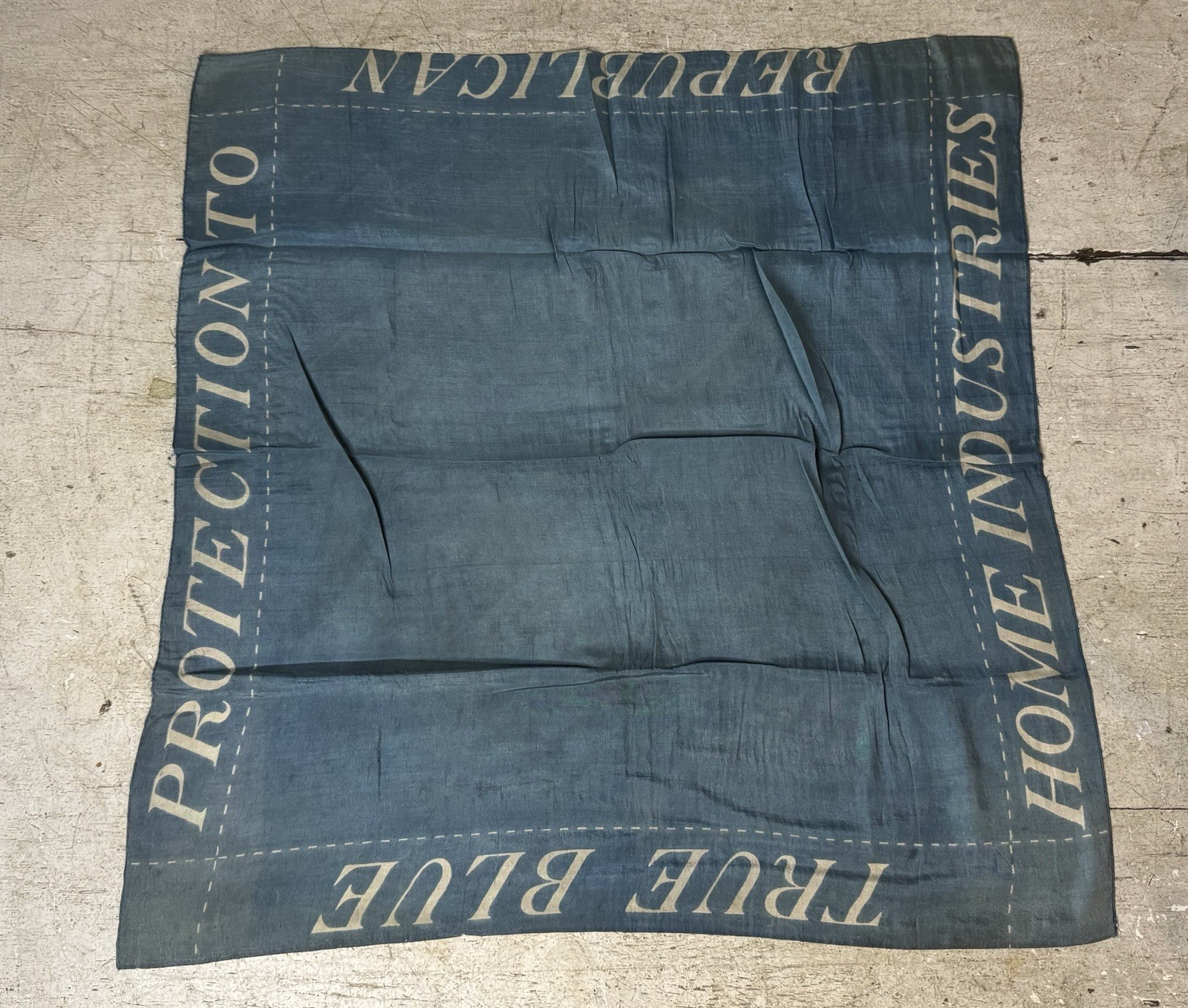 1888 Benjamin Harrison Protection To Home Industries True Blue Handkerchief