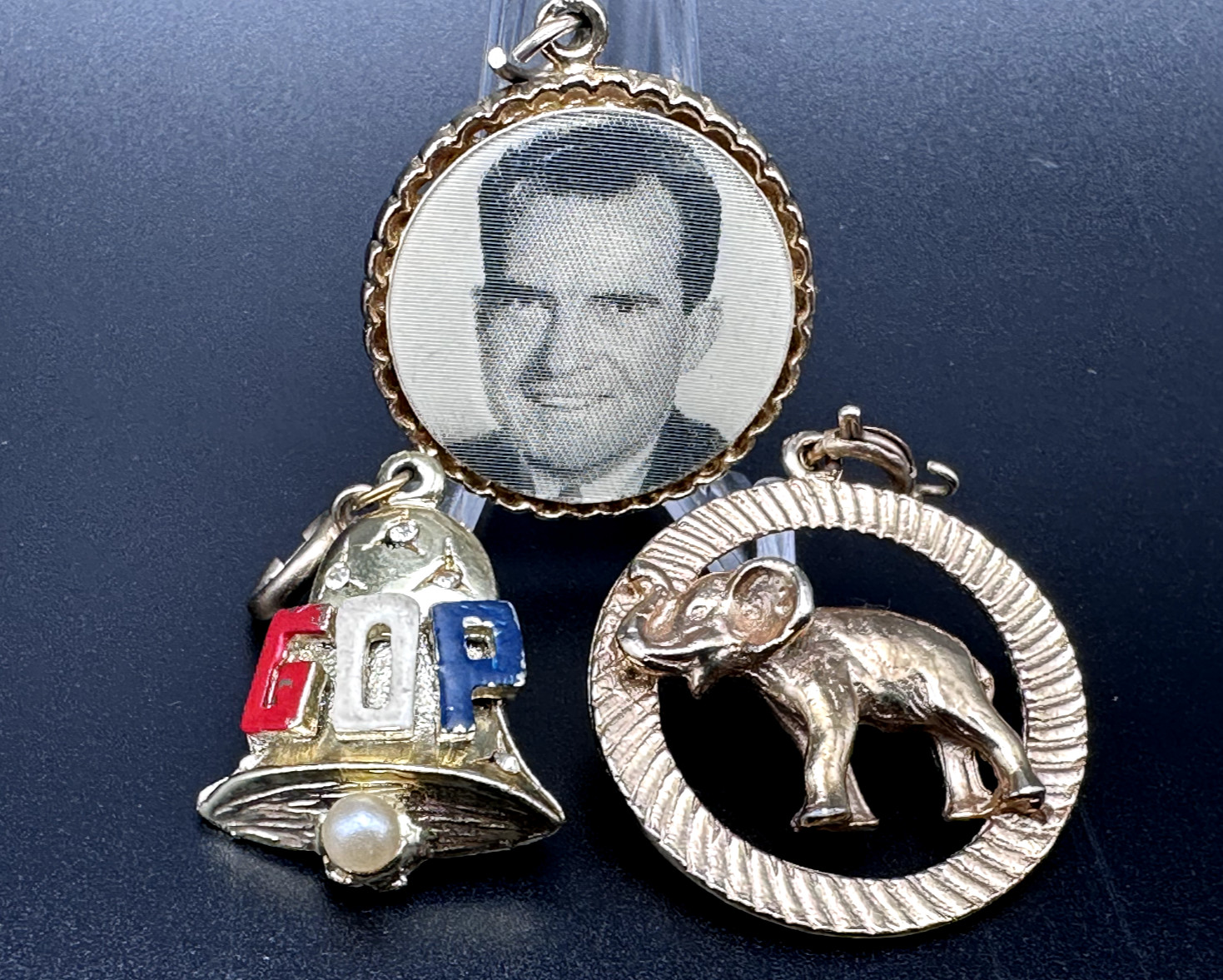 1960’s NIXON LODGE NJ GOP ELEPHANT REPUBLICAN PRESIDENTIAL CAMPAIGN CHARMS – 3
